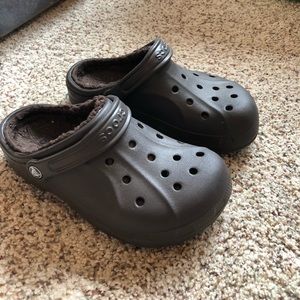 Brand new brown furry crocs
